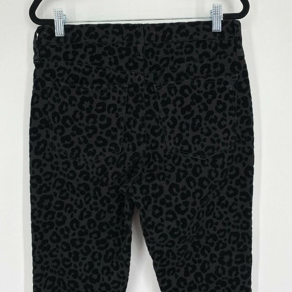 Madewell 9" Mid-Rise Skinny Velvet Flocked Leopard Print Jeans Black Size 28 - Picture 8 of 12